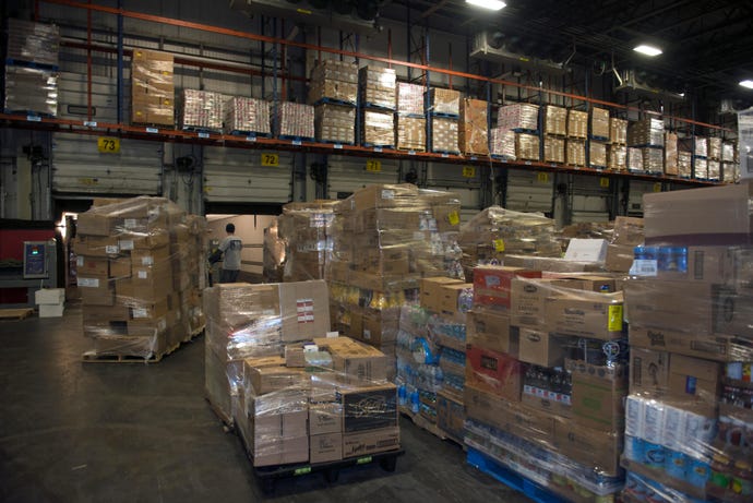 Food warehouse with boxes piled high