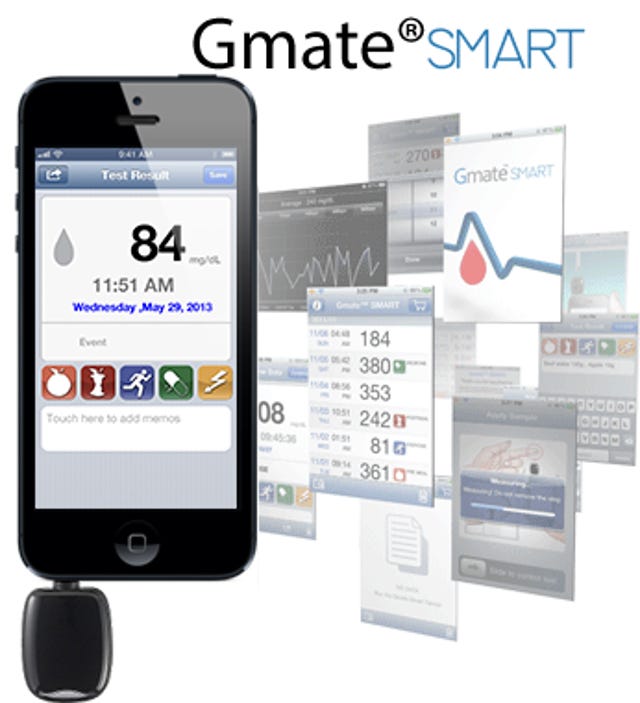 Once big, bulky machines, glucose monitors are now as sleek as an iPhone. Vendors like Gmate integrate an app and smart meter
