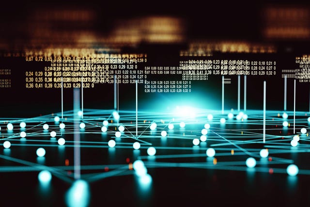 Technology and communication for analytics and data management in internet 3d illustration