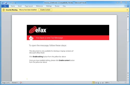 Corrupt email that is part of the DanaBot campaign\r\n(Source: Proofpoint)\r\n