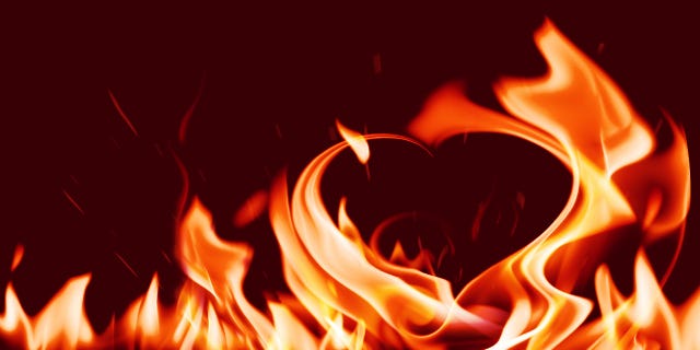 heart in leaping flames