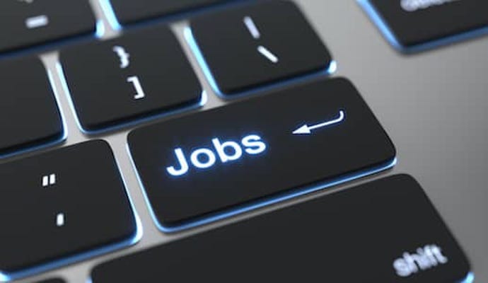 keyboard with an enter key that says "jobs" instead of "Enter"