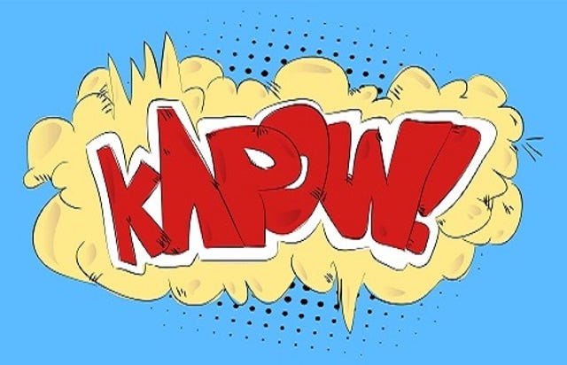 comic book speech bubble that reads "KAPOW!"