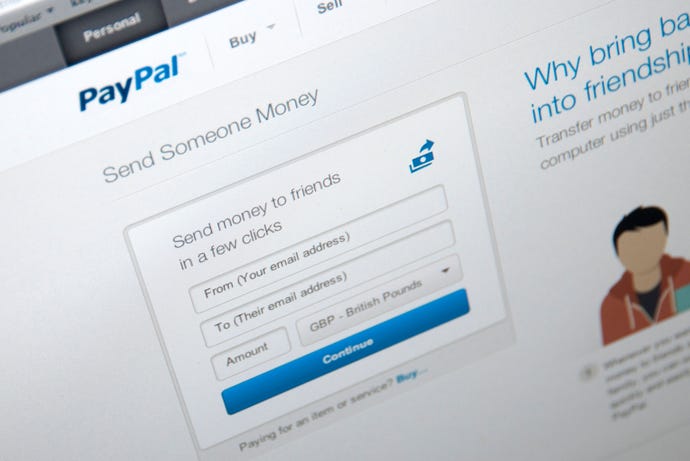 PayPal login page on screen