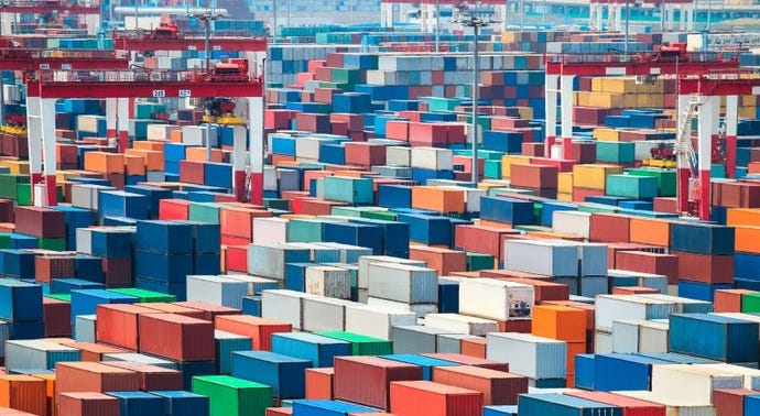 Image of different colors of blocks that look like containers
