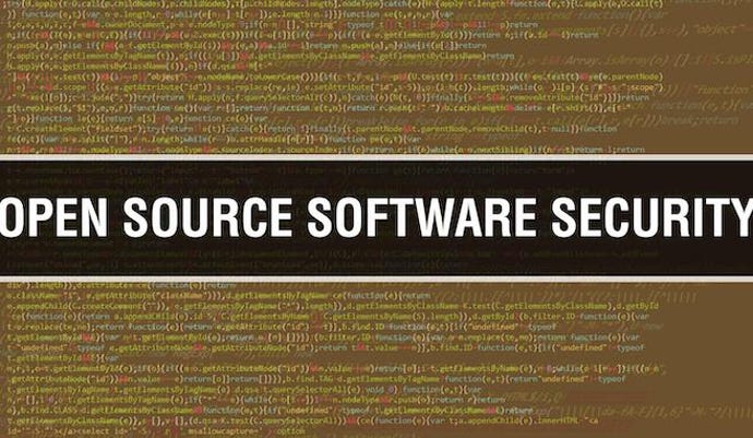 Open source software security wording atop code.