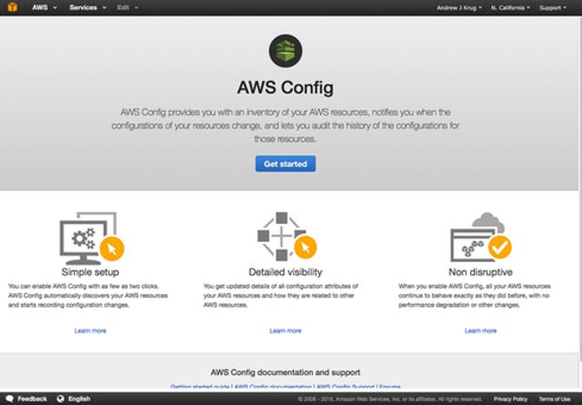 2. AWS Config starts up (easily) in your account.