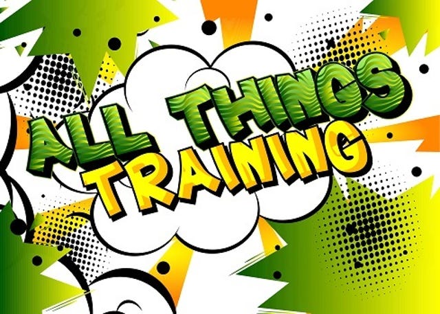 green and yellow thought bubble that reads 'All Things Training'