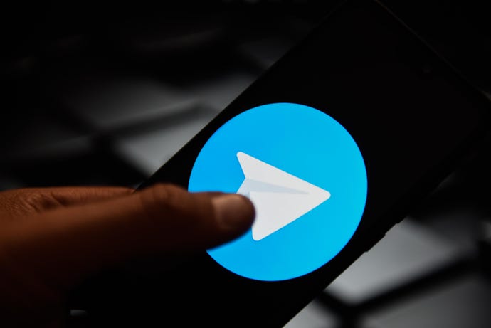Telegram logo on smartphone screen