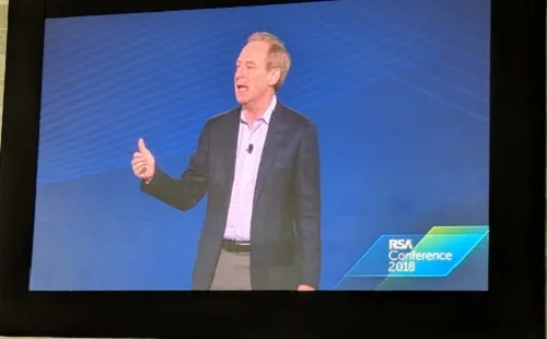 Microsoft's Brad Smith at RSA 2018\r\n(Source: Security Now)\r\n