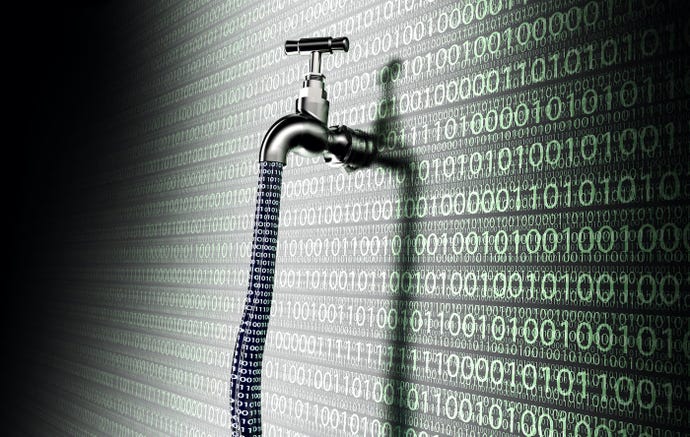 concept of leaky software, data coming out of faucet