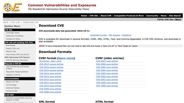 Mitre Common Vulnerabilities And Exposures (CVE)