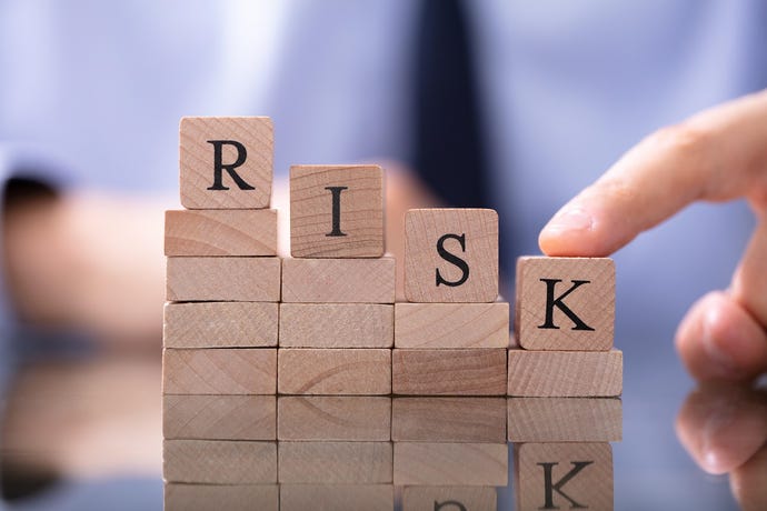 The word "risk" on wooden blocks