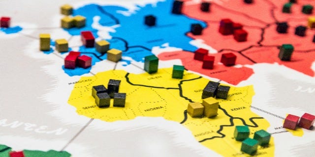 Risk! - Conquest and diplomacy boardgame board close-up