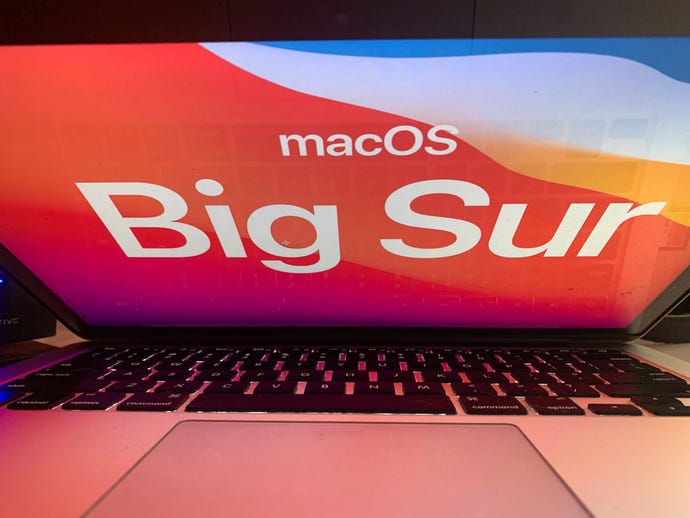 Mac screen with the words Big Sur on it