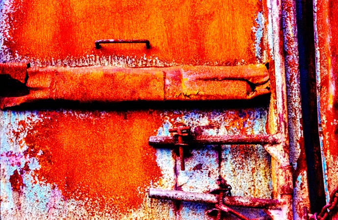 closeup of rust on a boxcar