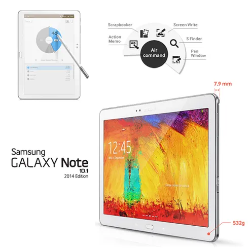 Samsung's Galaxy Note 10.1 boasts not only a 2560x1600-pixel display but also stylus support.