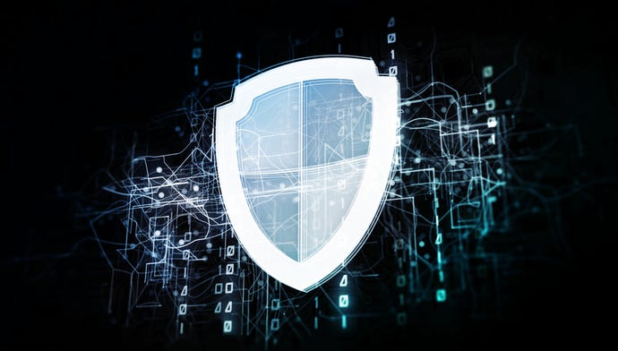 Concept image of shield defending against binary code