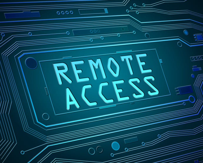a dark background with teal-colored text for "remote access"