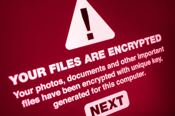 Ransomware note on a computer screen