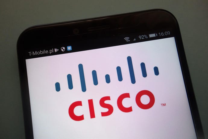 Image of Cisco logo on mobile device screen