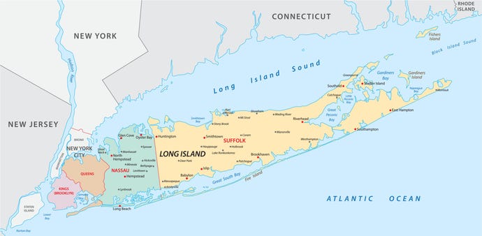 vector map of long island showing county lines