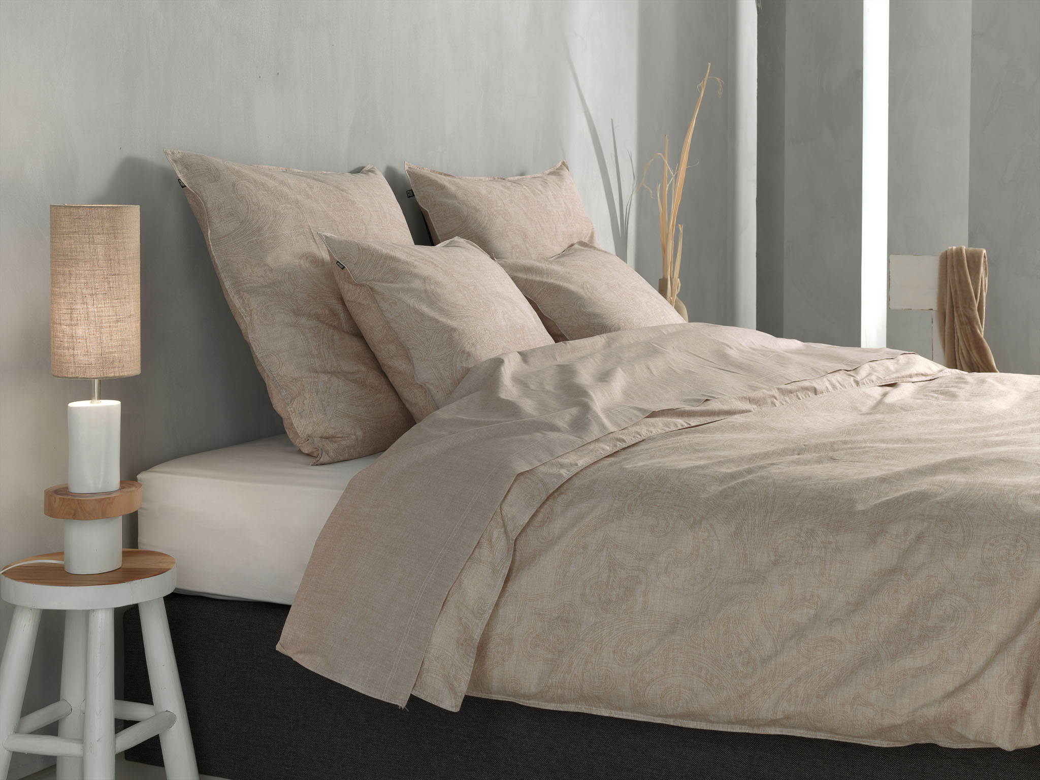 Zo!Home Paisley di Lino Bettwäsche Sandfarbenes Beige - Luxus & Komfort