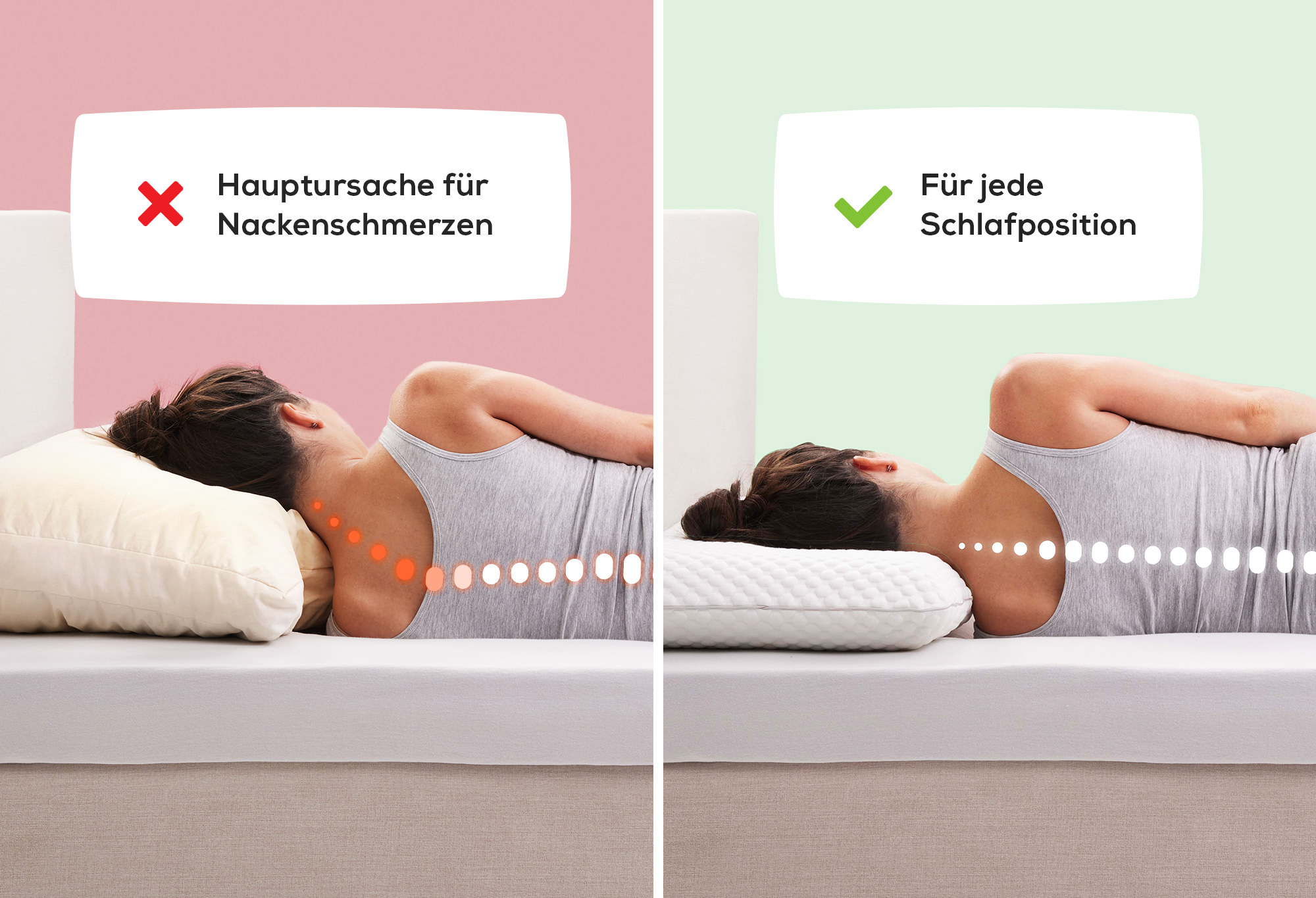 Memory Foam Nackenstützkissen King Size 70x40x8.5/14cm – Für Rücken Seiten & Bauchschläfer