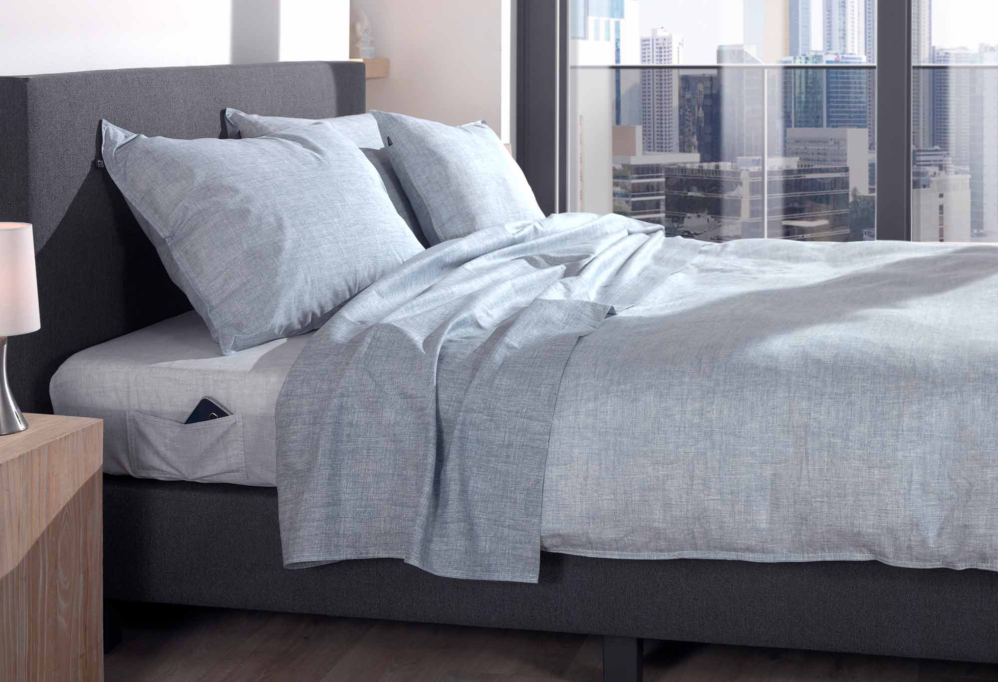 Zo!Home Lino Dekbedovertrek Denim Blue | Swiss Sense