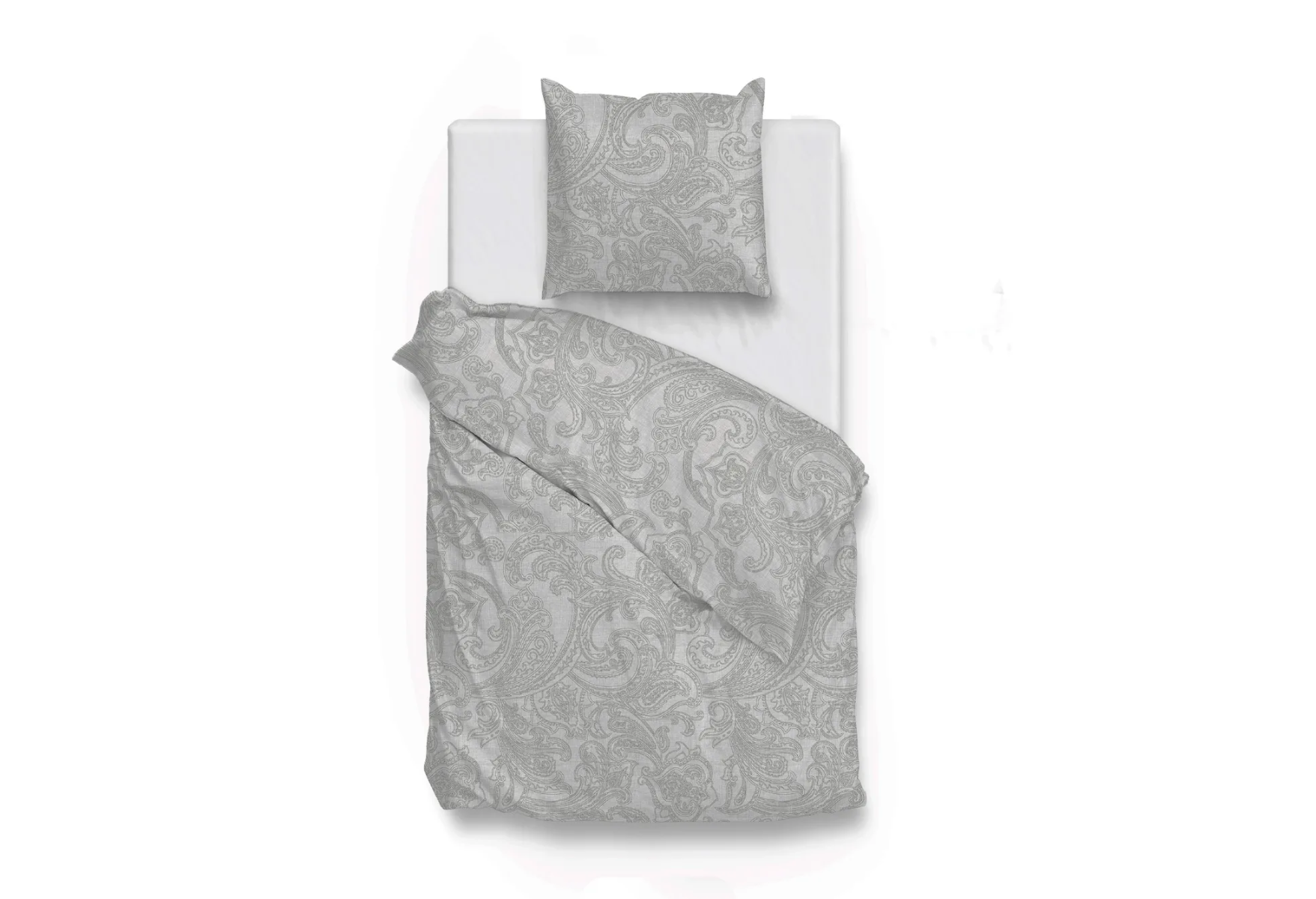 Zo Home Dekbedovertrek Katoen Paisley Di Lino Linnen Look - Dove Grey 140x200/220cm