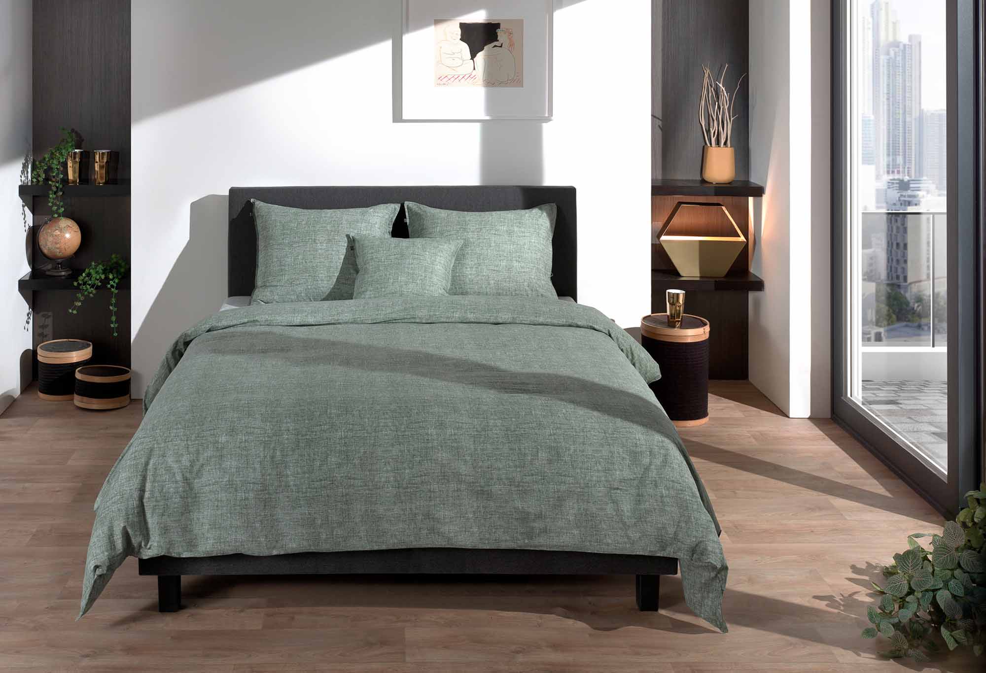 Vision - Beddengoed Love Grey – dekbedovertrek 260 x 240 cm met 2 kussenslopen voor kingsize tweepersoonsbed – 100% katoen