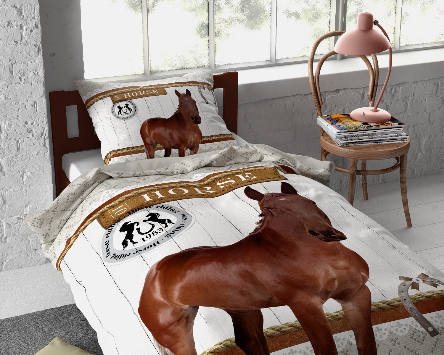 VertriebsArena GmbH 2-delige microvezel beddengoedset met watergalop en paard in het water, 4020207