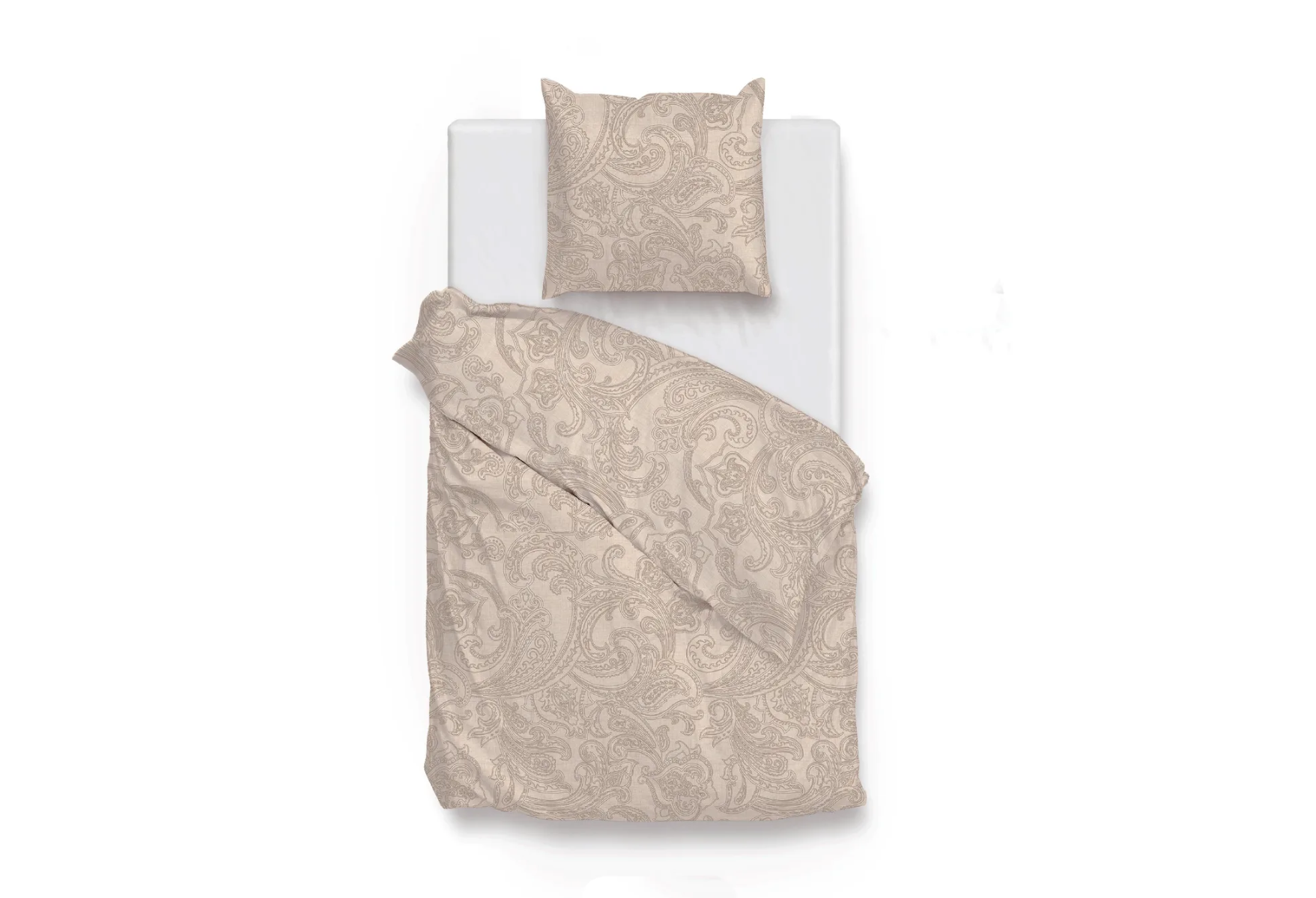 Zo!Home Paisley di Lino Dekbedovertrek - Eenpersoons - 140x200/220 cm - Sandy Beige