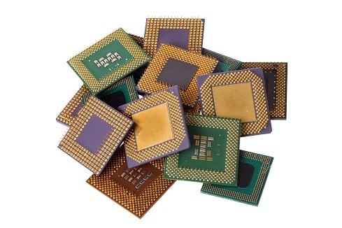 computer chips in a pile