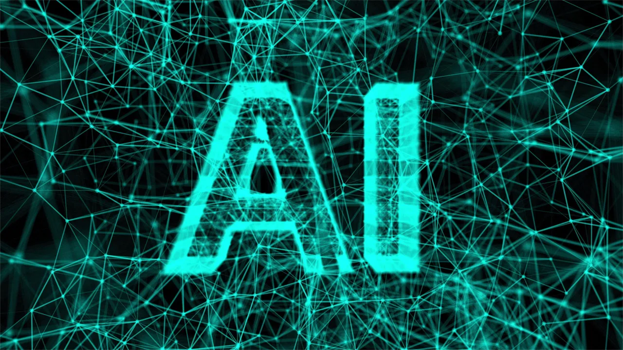 The acronym AI appears above a digital illustration of networks. The acronym AI appears above a digital illustration of networks.