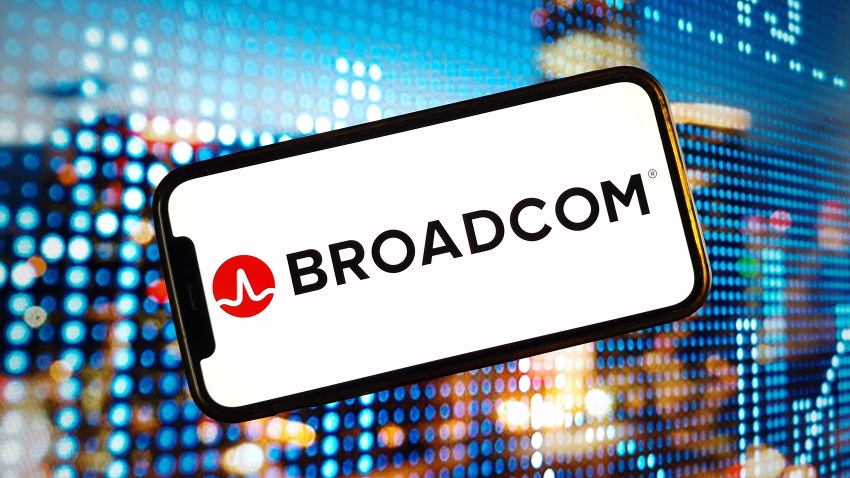 Broadcom Inc company logo displayed on mobile phone screen