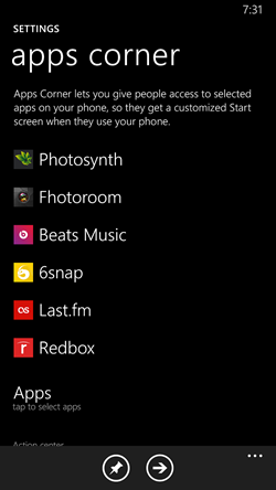 Apps Corner re-imagines Windows Phone's Kid's Corner feature, but for professional use.