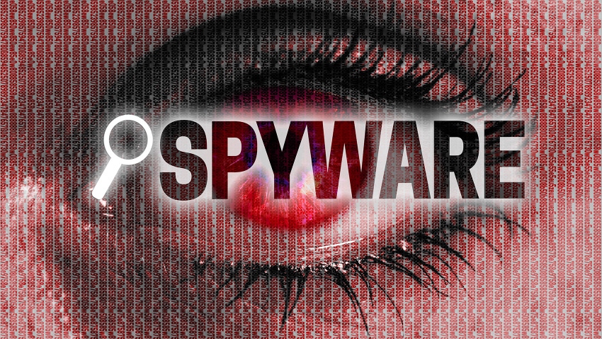 Concept depicting spyware eye peering at viewer.