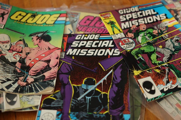 A collection of G.I. Joe comic books from the 1990s.