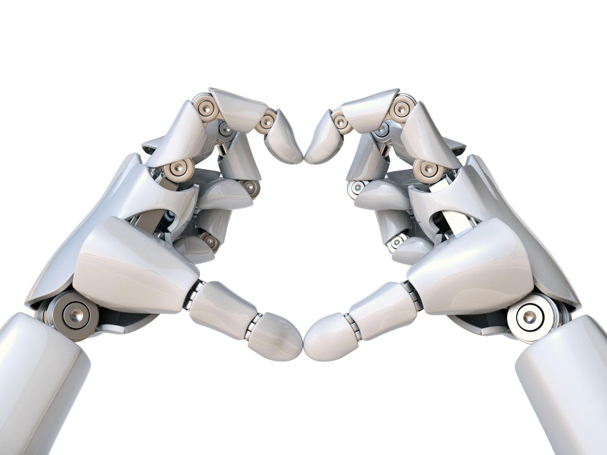 Robot hands form heart shape 