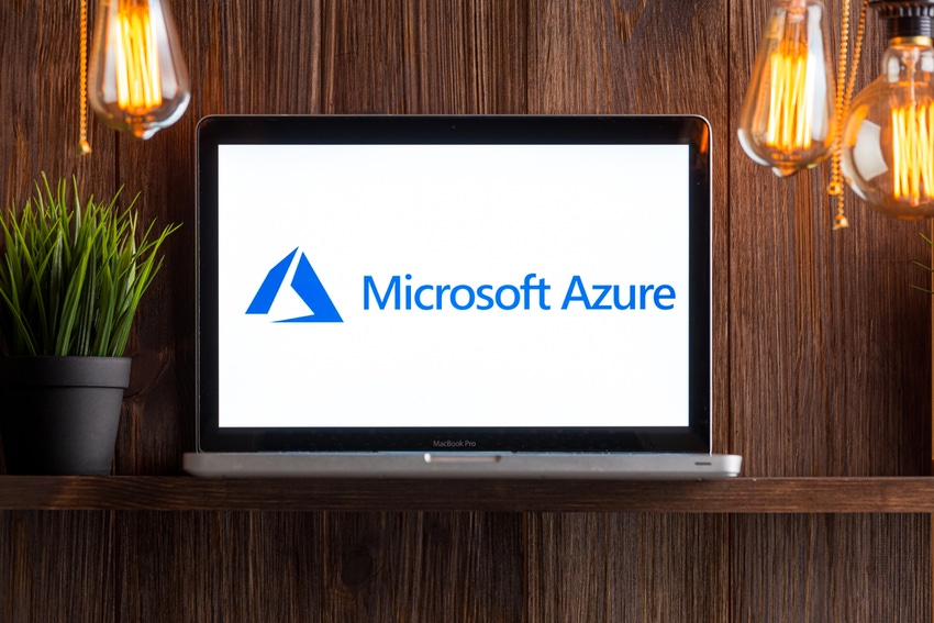 Microsoft Azure logo on laptop screen