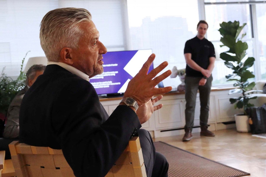 Seated in foreground, Jarmo Sareva, Consul General of Finland in New York, discusses concerns of attributing cyberattacks to state actors.