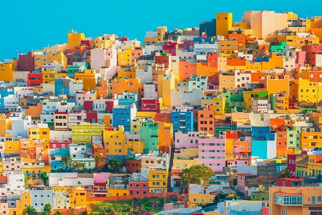 Colorful houses in Las Palmas Gran Canaria Spain