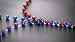 3D illustration of 3 flows of spheres converging in a single row over black background. Concept of flow management. 3D illustration of 3 flows of spheres converging in a single row over black background. Concept of flow management.