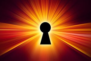 Keyhole with light grow bring for opening unlock power idea creative or data privacy concept