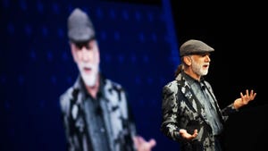 Technologist and author Bruce Schneier addresses the crowd at RSA Conference 2024 about the future impacts of AI on democracy.