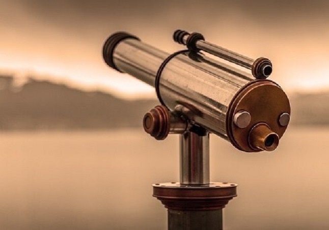 telescope aimed at the horizon