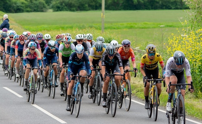 The women’s cycle tour uk 2022, stage 4 between Wrexham and Welshpool Wales. Images caught near to Montgomery Nr Welshpool.