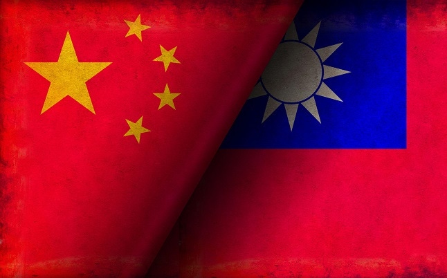 Grunge country flag illustration / China vs Taiwan (Political or economic conflict)
