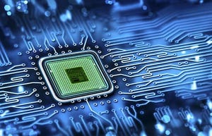 computer chip on a digital background